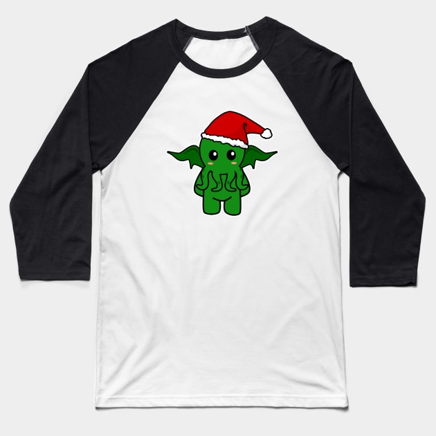 Cthulhu With A Christmas Hat Baseball T-Shirt by LunaMay